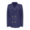 thumbnail image 5 of Clearance! Ogiraw Blazers For Women Business Casual Women's Lapel Button Knitted Patchwork Sleeve Casual Coat Cropped Double Breasted Suit Sweater For Women Women'S Blazers & Suit Jackets Blue, 5 of 7