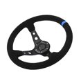 thumbnail image 3 of Universal 35cm 14inch 6 Bolts Auto Car Racing Steering Wheel with Horn  Aluminum Frame Napped Leather Comfortable Durable Enhances Interior for Most Vehicles Cars, 3 of 7
