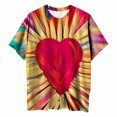 thumbnail image 4 of Blusa informal de manga corta con estampado de manga corta y estampado vintage para mujer Pompotops  hfajkhk126511, 4 of 9