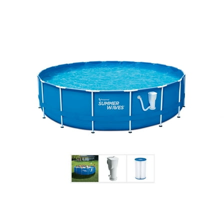 Open Box Summer Waves Active 10 Foot Metal Frame Above Ground Pool Set w/ Pump