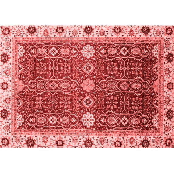 Ahgly Company Machine Washable Indoor Rectangle Abstract Red Modern Area Rugs, 5' x 8'