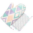 thumbnail image 1 of DouZhe Oven Mitts and Pot Holders Sets, Watercolor Geometric Rhombus Background Prints Non-Slip Heat Resistant Kitchen Oven Silicone Glove, 1 of 7