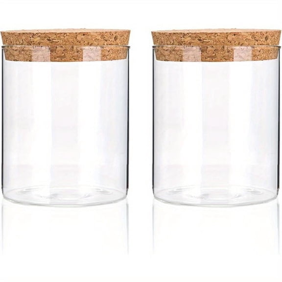CHENFENG Brown Glass Airtight Sugar, Coffee, Spice Food Storage Jars 2 Count