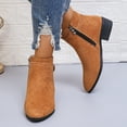 thumbnail image 4 of Women's Ankle Boots Suede Almond Toe Short Booties with Zipper Chunky Low Heeled Dress Fall Winter Boots, 4 of 8