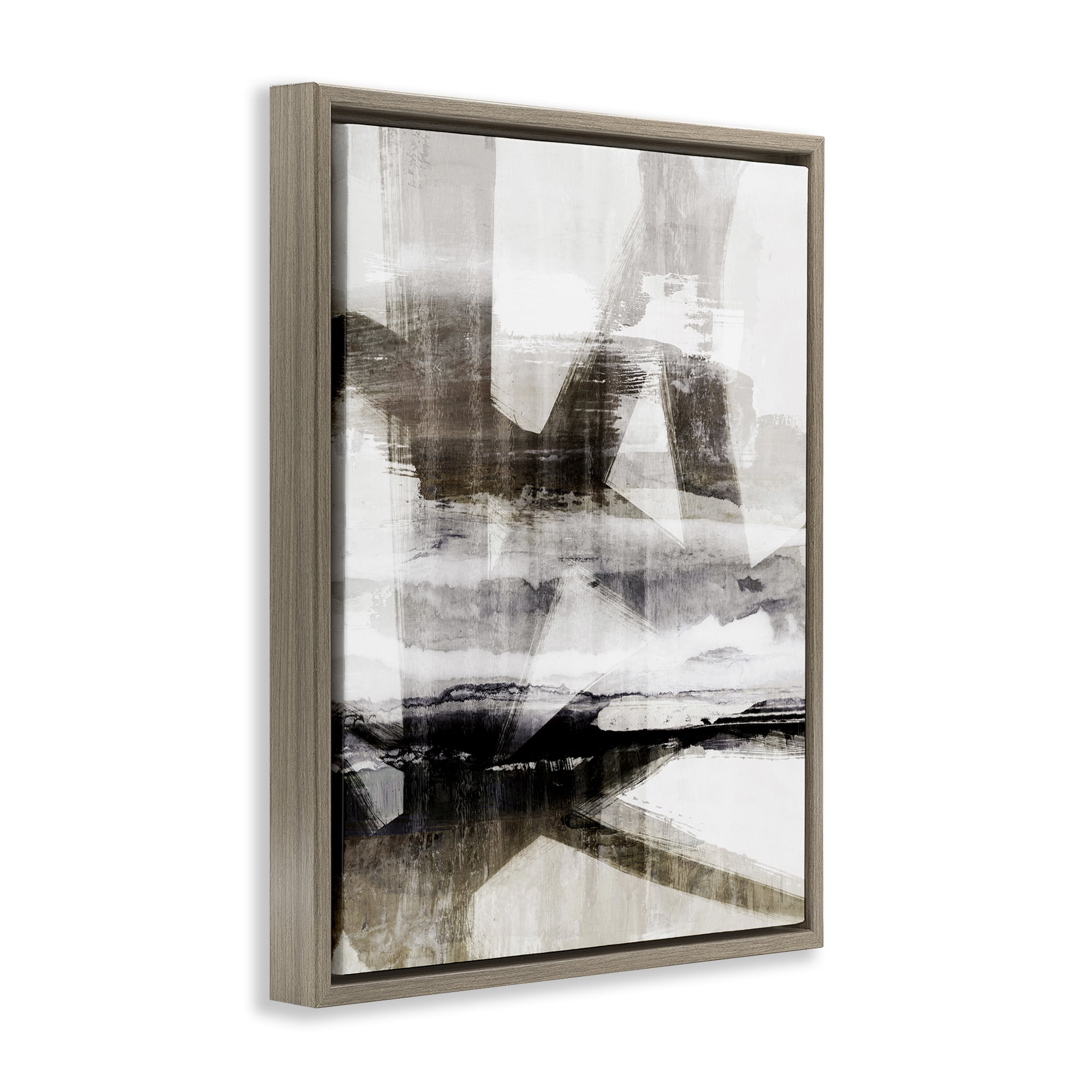 Stupell Industries Urban Complex Abstract Abstract Painting Brown Floater Framed Canvas Art Print Wall Art, 17 x 21