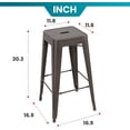 thumbnail image 3 of 24 Inch Stackable Bar Stools - Set of 4 Backless Metal Counter & Dining Chairs for Indoor/Outdoor Use,Bronze, 3 of 14