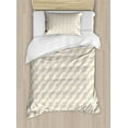 thumbnail image 1 of Abstract Duvet Cover Set Twin Size, Neutral Halftone Style Inspired Layout of Diagonal Waves in Muted Tones, Decorative 2 Piece Bedding Set with 1 Pillow Sham, Dark Sand Brown White, by Ambesonne, 1 of 3