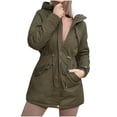 thumbnail image 1 of FAIWAD Women's Winter Hooded Puffer Jacket Mid Length Warm Plus Size Zip Adjustable Drawstring Down Jacket, 1 of 4