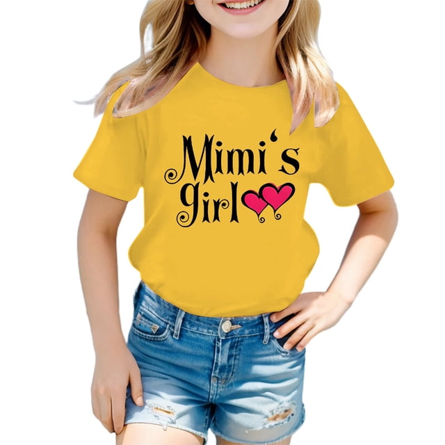 T-shirt Décontracté d'Été pour Fille, Mignon, à Motif, Col Rond, Manches Courtes, Jaune, 130/8 A-9 A