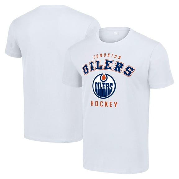 Men's Starter White Edmonton Oilers Logo T-Shirt