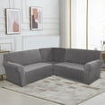 thumbnail image 2 of SHANNA Velvet L Shape 5 Seater Sofa Cover, L Shape Couch Covers Corner Sectional Couch Sofa Slipcover Furniture Protector, Gray, 2 of 10