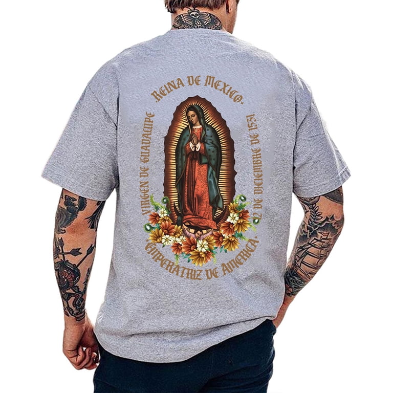 Unisex Graphic T-Shirt, Virgen de Guadalupe Design, Cotton Crew