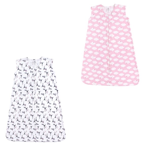 Luvable Friends Unisex Baby Sleeveless Muslin Cotton Sleeping Bag, Sack, Blanket, French Poodle Clouds Jersey 2-Pack, 18-24 Months