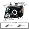 thumbnail image 4 of Spec-D Tuning Jet Black LED Dual Halo Projector Headlights Compatible with 2007-2014 Chevy Avalanche, Tahoe, Suburban 1500 2500, Left + Right Pair Headlamps Assembly, 4 of 6