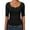 Black, variant on KIHOUT Women's Solid Color Henley Scoop Neck 3/4 Sleeve Fitted T-Shirt - Casual Fashion Soft Polyester Daily Work Plus Size Top