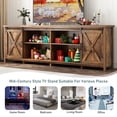 thumbnail image 5 of ChVans 80" Farmhouse Sliding Barn Door TV Stand for TVs Up to 90" TVs, Entertainment Center Console Table with Adjustable Shevles, 5 of 7