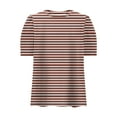 thumbnail image 5 of QUNYINEY Crew Neck Tee Shirts Womens Puff Short Sleeve Casual Striped Tops Pullover Going Out Loose Shirts, 5 of 5