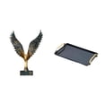 thumbnail image 1 of Estatua de la casa,Estatua de ala hecha a mano,artesanía de resina para cafetería,Escultura de alas extendidas,adorno artesanal,Bandeja para servir,Bandeja para servir con asas para guardar, 1 of 8