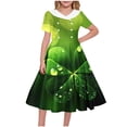 thumbnail image 1 of EGNMCR Robe à Manches Courtes à Col en V Robe Imprimée de la Saint-Patrick pour Filles Robe Extensible à Manches Courtes Robe Trapèze Tournoyante Patineuse Récital d'École Robe à Manches Courtes à Col Rabattu Robe pour Fille Robe en Polyester, 1 of 6