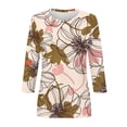 thumbnail image 5 of WEIWEN 3/4 Length Sleeve Womens Tops 2026 Trendy Round Neck T Shirts for Women Casual Three Quarter Sleeve Spring Tees Fashion Tshirts Coffee, L, 5 of 5