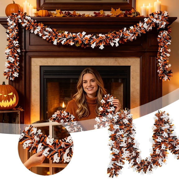 Ailezt Halloween Decor Halloween With White Ornament | Shiny Metallic Black Orange Indoor Outdoor Halloween Decorations For Home Mantle Party