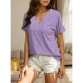 thumbnail image 4 of Weardear Womens V Neck T Shirt Cap Short Sleeve Tops Casual Loose Fit Fall Shirt, 4 of 5