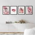 thumbnail image 3 of PixonSign Framed Wall Art Actress Lipstick French Perfume Bottle High Heel Posters, Set of 4 Pink Preppy Room Digital Art Minimalism Colorful Canvas Prints for Home Decor - 8"x10" Black, 3 of 5