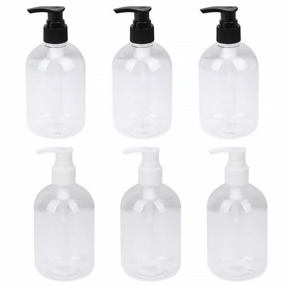 6Pcs 12oz Plastic Pump Bottle Dispenser Empty Lotion Bottle with Pump Refillable Clear Hand Soap Dispenser