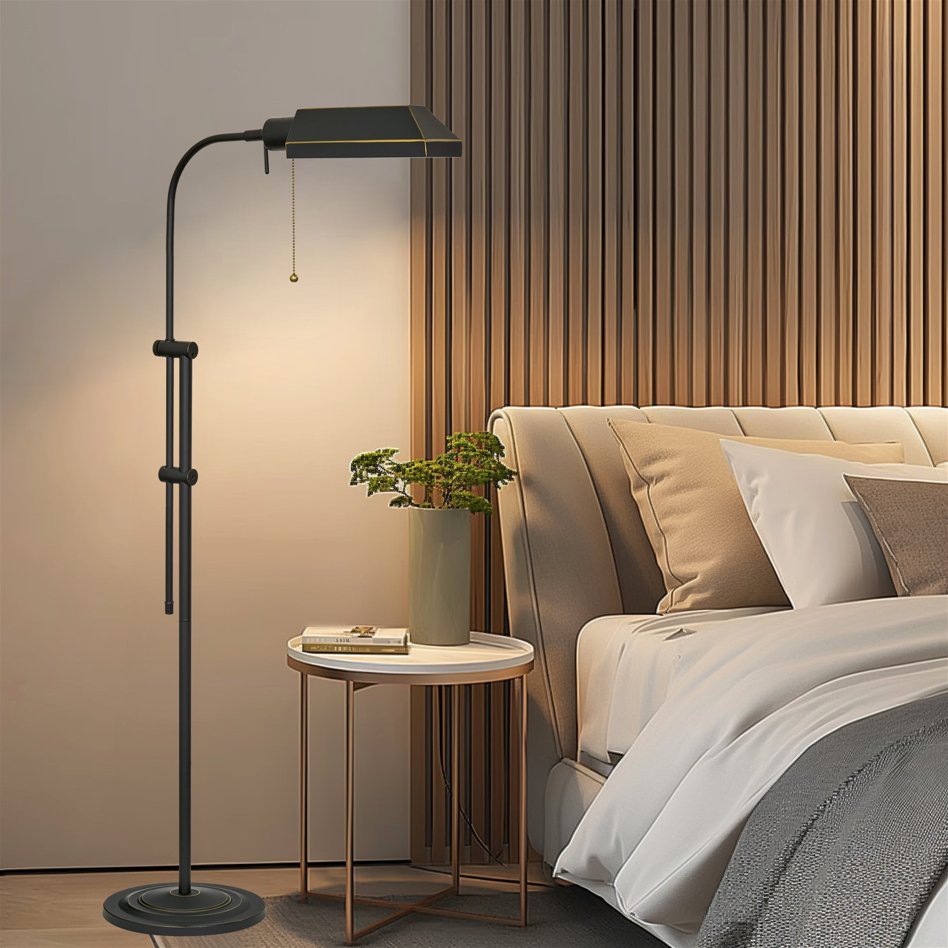 Kira Home Prescott 58" Adjustable Standing Pharmacy Floor Lamp, Includes 6W LED Bulb, Pivot Head for Hobby/Precise Task