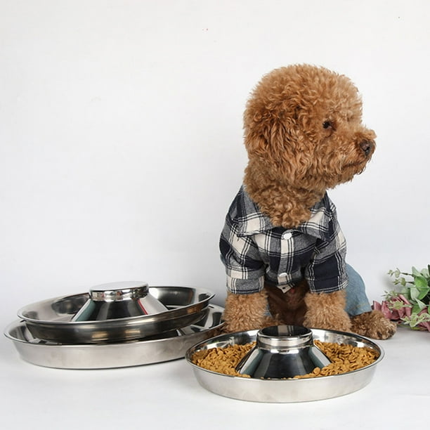 Akoyovwerve Pet Slow Feed Bowl Stainless Steel Slow Food Intake Bowl Durable Elevated Feeder For