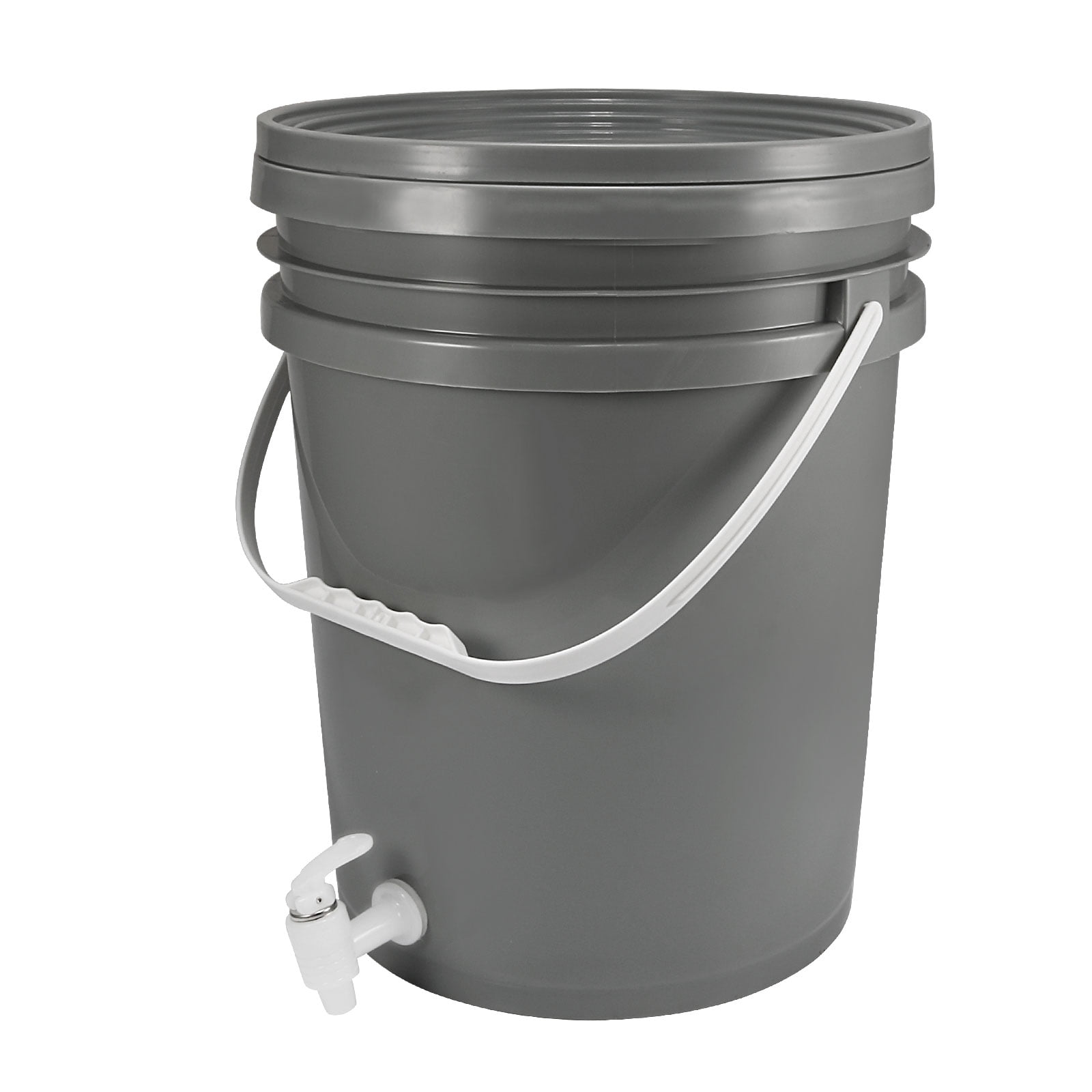 Uxcell Plastic Paint Pail 5.28Gallon/20L Container with Spigot Faucet Dispenser Lid
