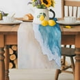 thumbnail image 4 of Blue Beach Coastal Cotton Linen Table Runner for Dining Kitchen, Summer Ocean Seaside Nautical Wedding Outdoor Party Tablerunners Decoration, Dresser Scarf Coffee Tablecloth Runners 13x48 Inches, 4 of 9