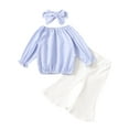 thumbnail image 1 of Xingqing 3PCS Bébé Toddler Bébé Filles à Manches Longues Imprimé T-shirt Solid Color Évasé Pantalon Long, 1 of 9