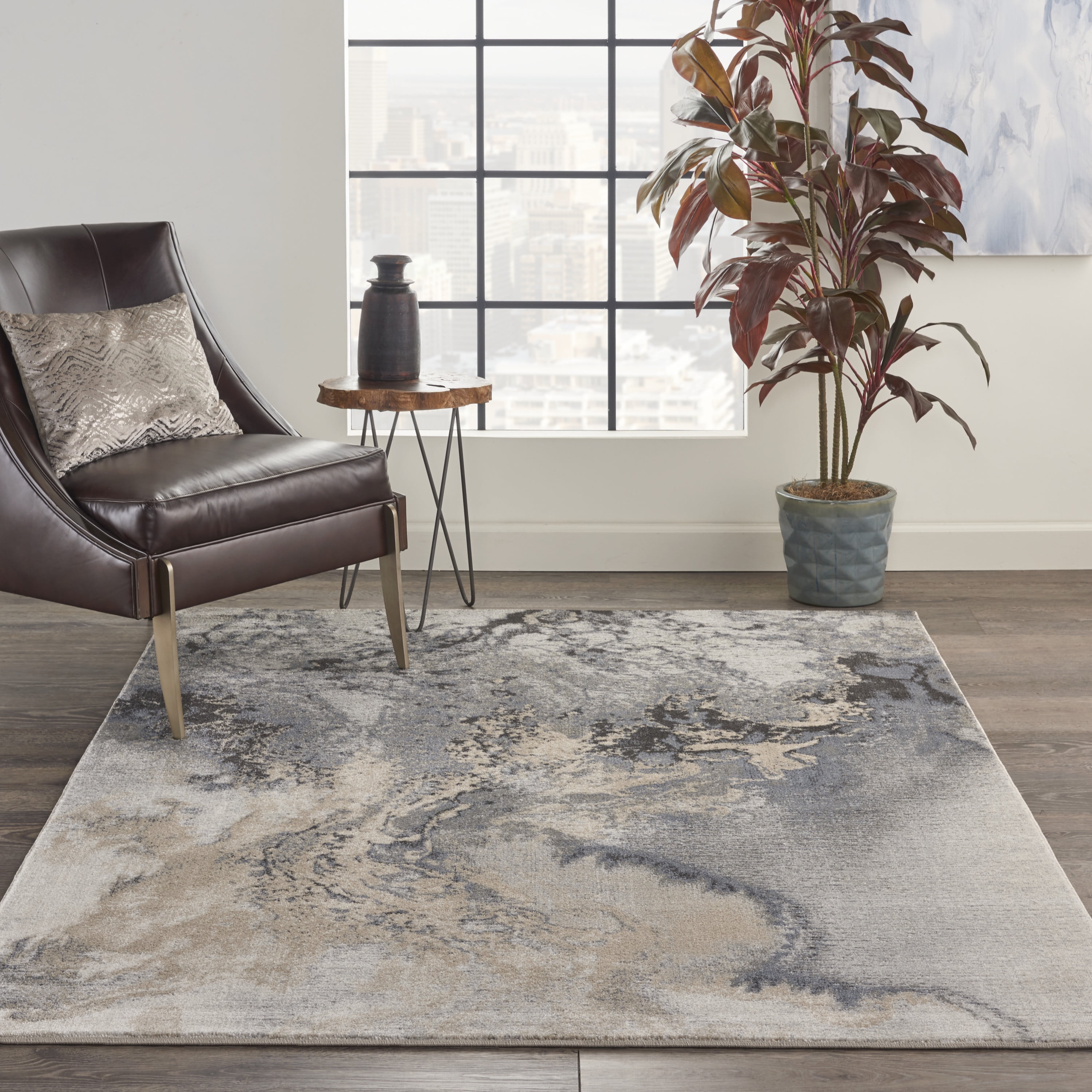 Nourison Maxell Abstract Grey 3'10" x 5'10" Area Rug