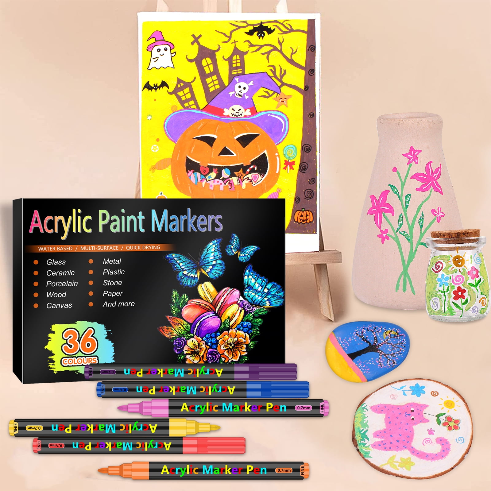 12-36 Color Acrylic Marker Set Pen Color Diy Ceramic Children Graffiti  Painting Pigment Pen 4mm Nib Artistic Creation Kid Gift