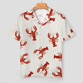 thumbnail image 2 of PRIYAL Pajama Sets for Womens Crawfish Pattern Satin Silk Short Sleeve Shirts And Pants Set, 2 of 5