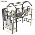 thumbnail image 4 of Hassch Metal Loft Bed with Storage Staircase, House Shaped Design with Roof and Window, Twin Size, Black and White, 4 of 8