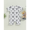 thumbnail image 4 of TSEXIEFOOFU Infant Baby Girls Boys Romper Cow Head Print Short Sleeve Crew Neck Jumpsuits Summer Newborn Bodysuits, 4 of 8