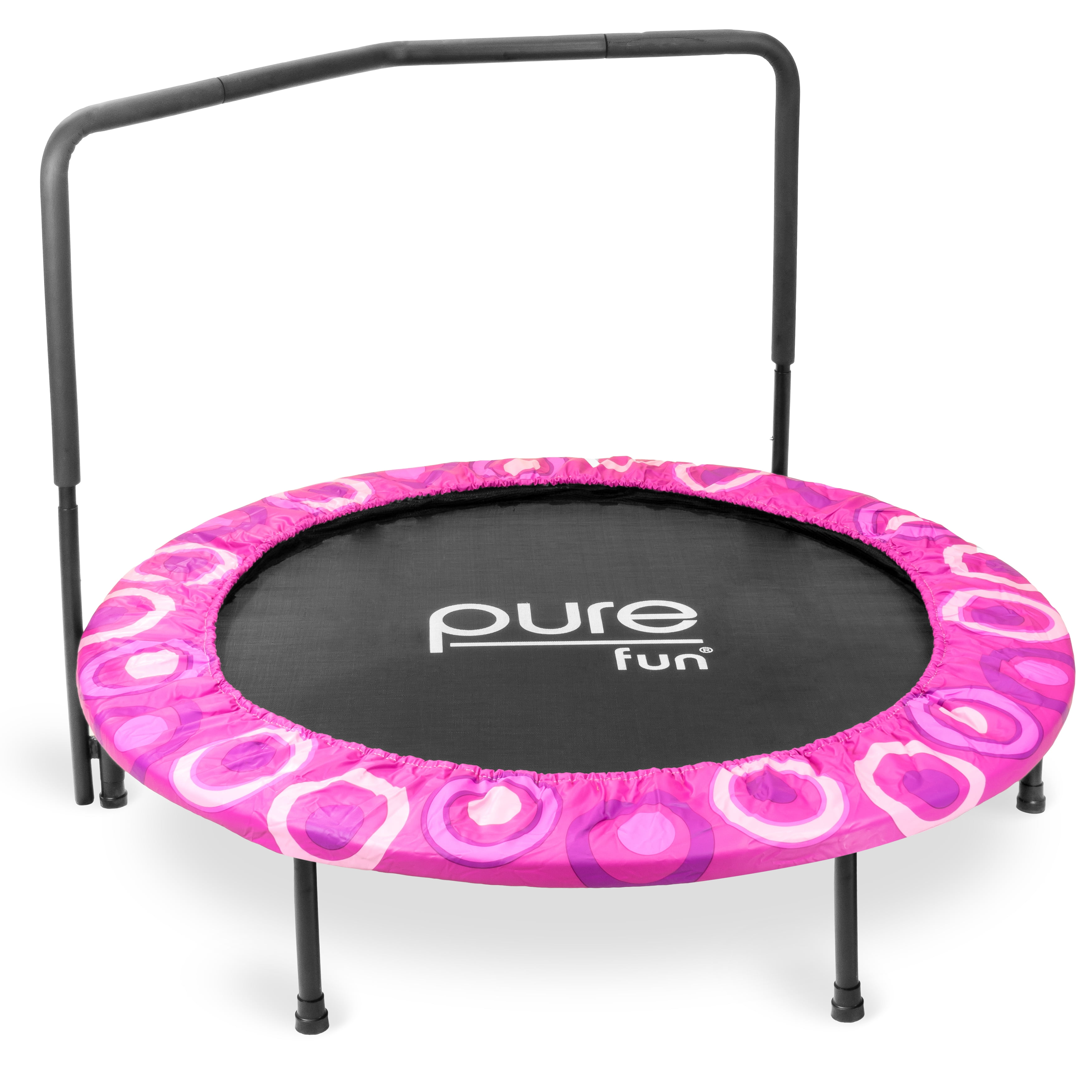 Pure Fun Super Jumper Kids 48-Inch Trampoline with Handrail, Pink, 100lb Weight Limit