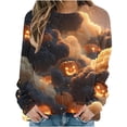 thumbnail image 2 of Uootdi Halloween Womens Sweatshirt Crew Neck Halloween Theme Graphic Pullover Tops Loose Fit Holiday Party Soft Tops for Women Gift, 2 of 5