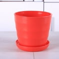 thumbnail image 1 of Pot de Fleurs Rond Rouge Moderne avec Plateau Amovible, 1 of 2