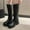 Black, variant on Hvyesh Women's Chunky Low Heels Boots Knee High Boots Fashion Round Toe Metal Buckle Calf Long Boot Fall Winter Thick Soled Boots