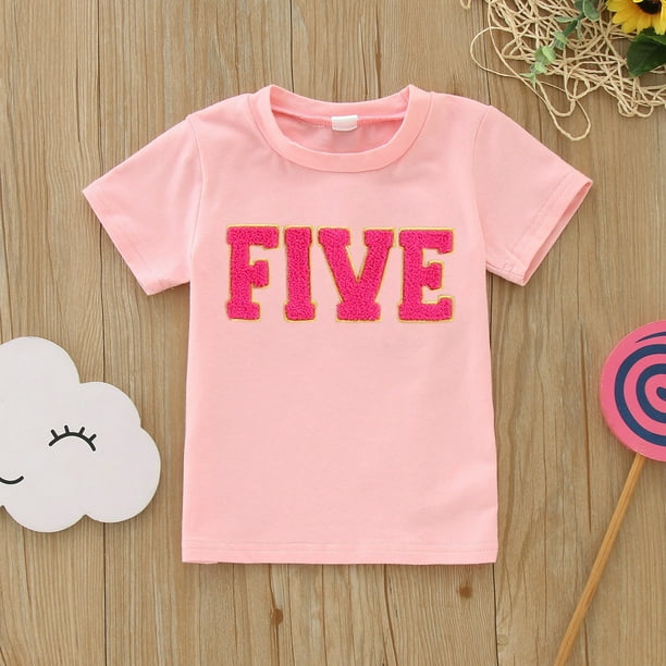 Gibobby blusas y camisas para Ninas Camisas para cumpleanos de ninos camiseta de manga corta con bordado de letras Tops de regalo para ninos y ninas Rosa 18 24 Meses Bodega Aurrera