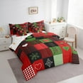 thumbnail image 3 of Feelyou Merry Christmas Twin Bedding Sets 7-Piece, Love Heart Snowflake Bedding Comforter Set, Patchwork Buffalo Reversible Sheet Sets, Ultra Soft Home Decor, 3 of 7