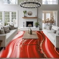 thumbnail image 3 of 5'x8' Area Rugs, Red Waves Abstract Indoor Outdoor Area Rug for Living Room Bedroom, Ombre Fluid Water Ripple Striped Washable Bathroom Rugs Kitchen Floor Carpet Mats Home Decor Aesthetic, 3 of 8