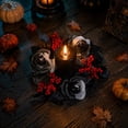 thumbnail image 2 of SLYNSHome Red Rose Berry Mini Candle Ring Wreath, Artificial Black Leaf Small Garland For Candle Table Mantel Indoor Fall Halloween Thanksgiving Farmhouse Tabletop Decor, 2 of 7