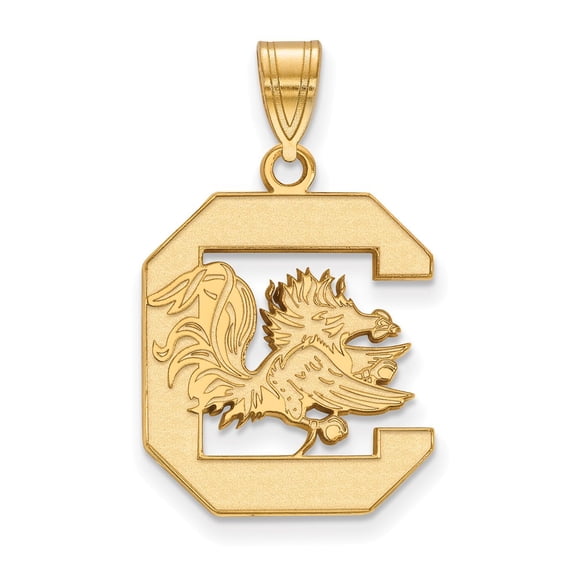 Yellow Sterling Silver Charm Pendant South Carolina NCAA University Of 25 mm 17