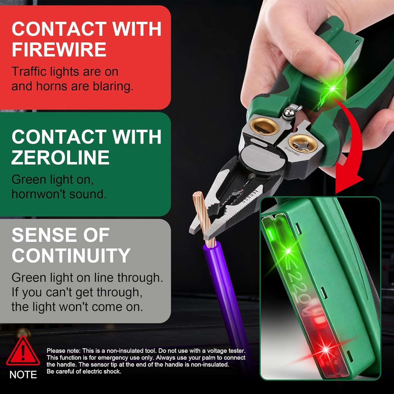 8-in-1 Wire Stripper with Voltage Tester, Heavy Duty Cable Cutting Pliers for 10-18 AWG Wires, Multi-Function Electrical Tool for Wire Pulling and Twisting