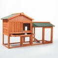 thumbnail image 6 of Pefilos 54" Indoor Rabbit Hutch, Rabbit Cage, Wooden Bunny Cages with Run Hen Coop, Rabbit House Backyard Shelter, Orange, 6 of 12