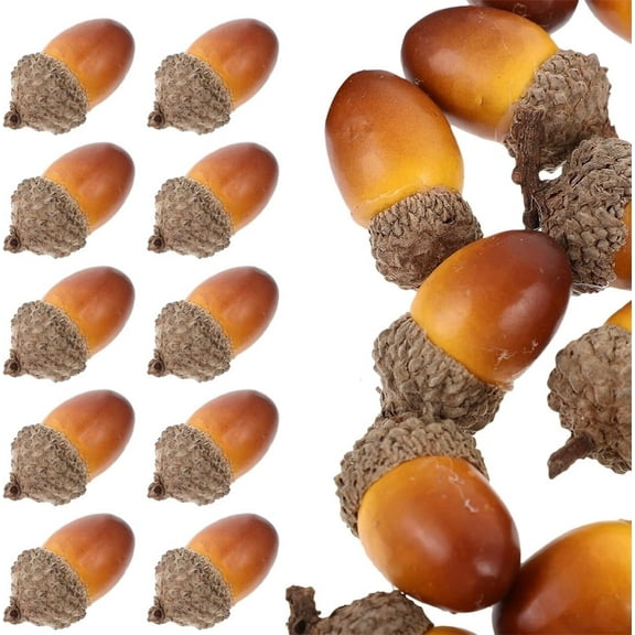 QZS Christmas Acorn Decorations,Artificial Foam Pinecone with Natural Acorn Cap,Simulation Fruit Props for Crafts,Faux Acorns Model,Bulk Autumn Ornaments,for Home Dining Table Vase Decor 50PCS